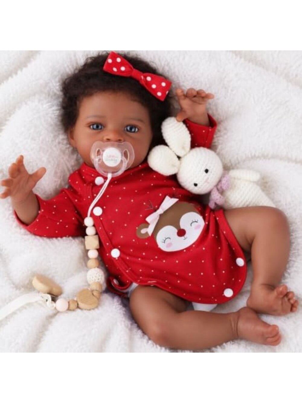 20in Reborn Baby Girl Doll Poseable Vinyl Rooted Hair Red Polka Dot Outfit